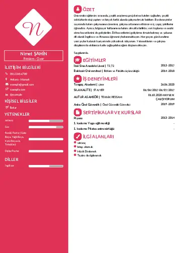 Ressam Cv Örnekleri cv indir